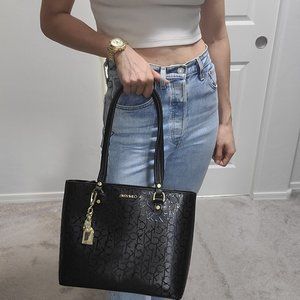 Calvin Klein Monica Embossed Monogram Logo Tote